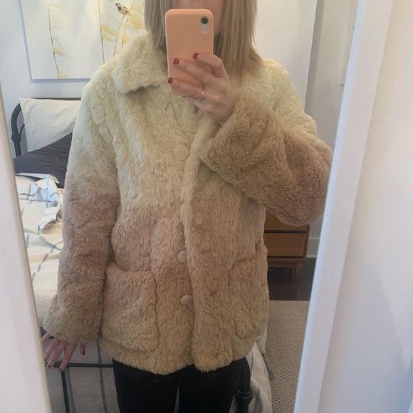 Anthropologie Ombré Faux Fur Coat - Picture 3 of 3